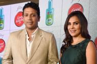 Mahesh and Lara at a promotional event